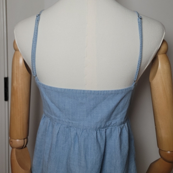Madewell Chambray Tie-Front Top Light Blue Summer Tank Top Size 14 - Picture 5 of 6